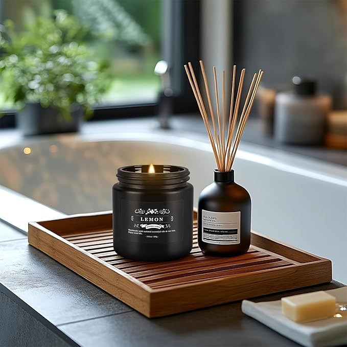 Scented Candle Set 12 Pack,Black, Candle for Home Scented, Odor Eliminating, Stress Relief, Long Lasting Soy Wax Gift Set