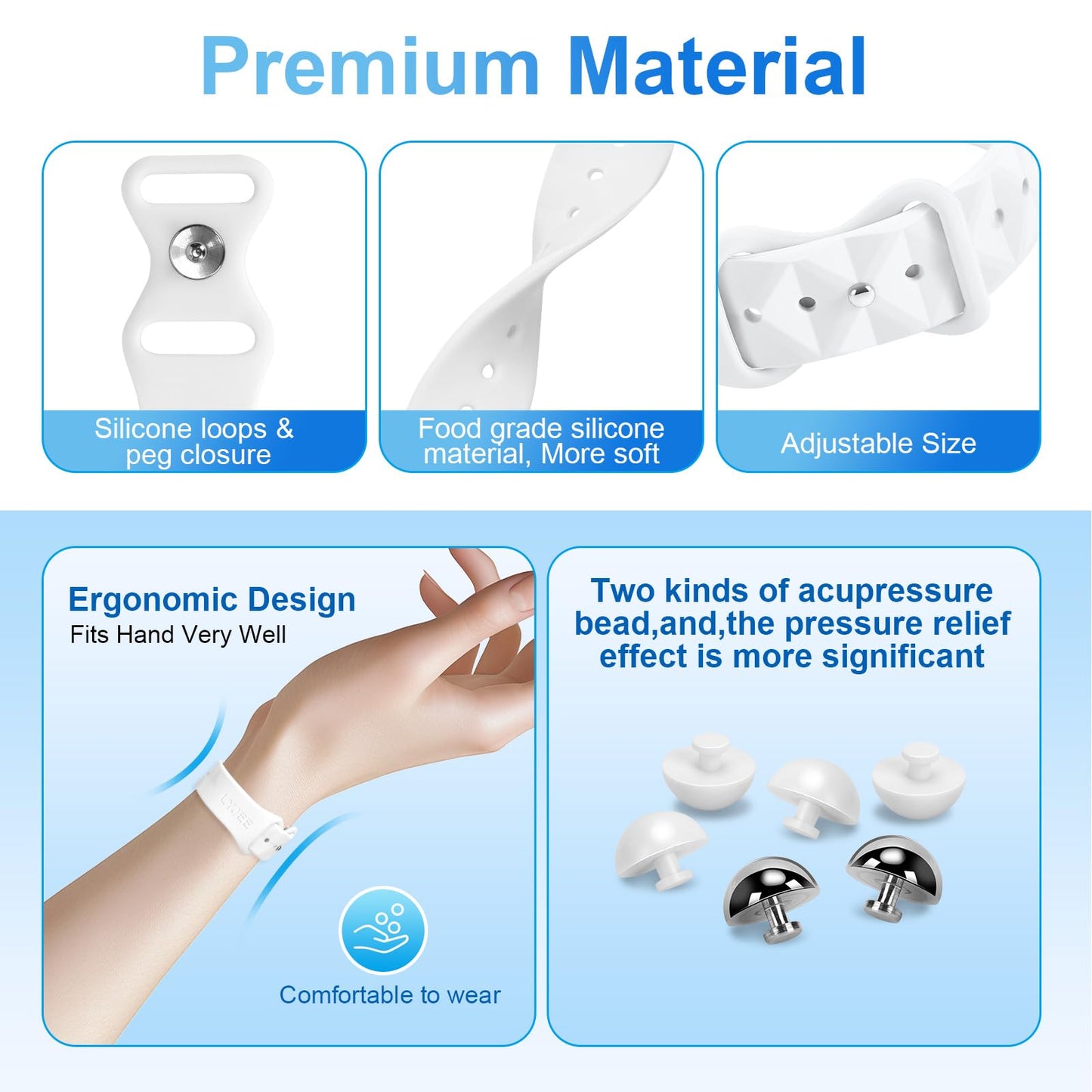 LYJEE Motion Sickness Bands Anti Nausea Wristband for Adult and Kids Morning Sickness Relief for Pregnant Women Acupressure Nausea Relief for Car, Sea, Air Sickness