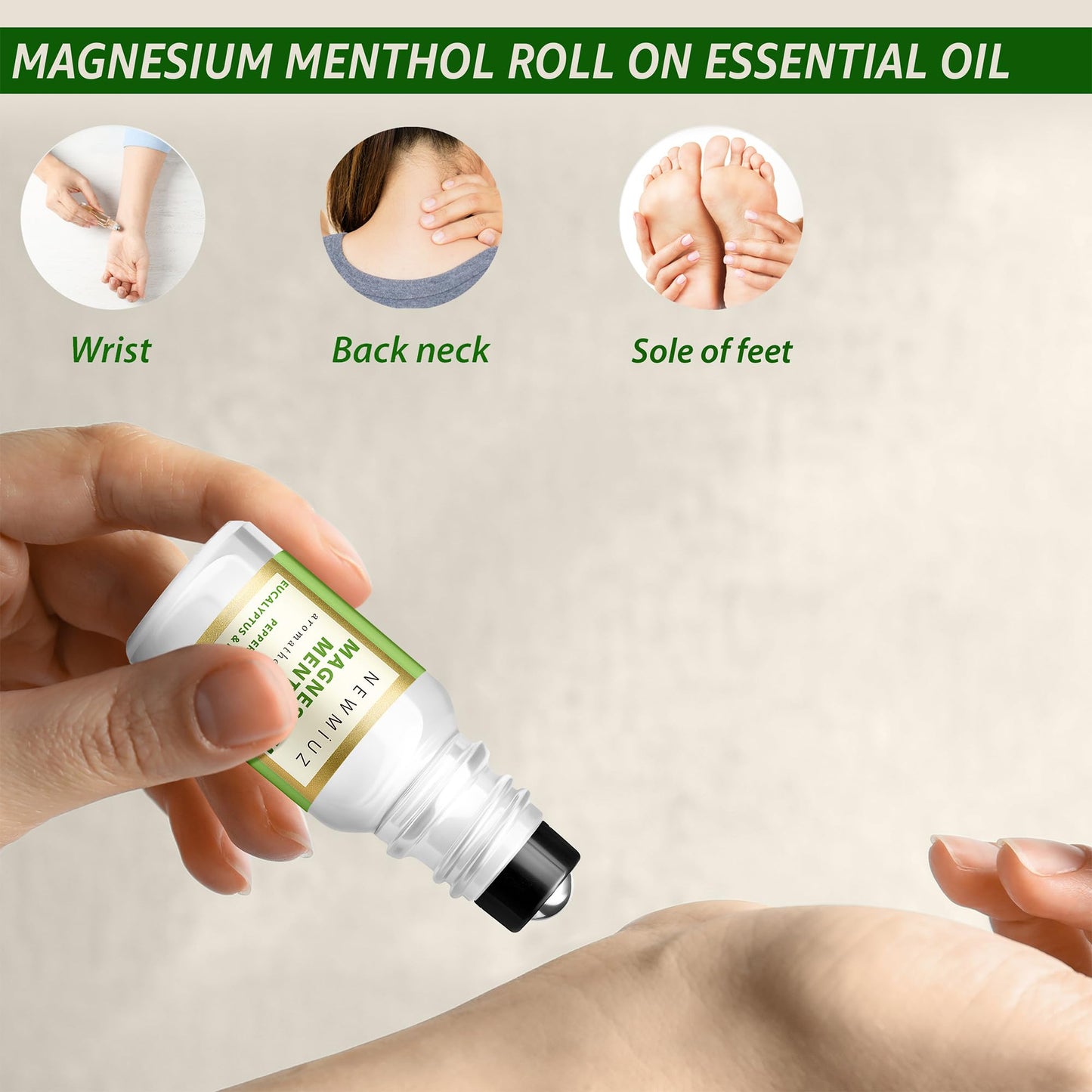 Magnesium Menthol Migraine Roll on Stick - Natural Fast Acting & Cooling Relief Peppermint Eucalyptus Aromatherapy Essential Oils for Headaches Sinus - Perfect Selfcare Gift Stocking Stuffers