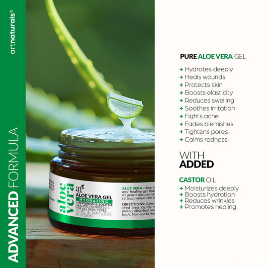 artnaturals Aloe Vera Gel Set - JUMBO 20oz - Sunburn Relief & Hydration for Face, Body, Scalp & Hair - Calming Moisturizer After Sun Exposure - Freshly Harvested within 12 Hours