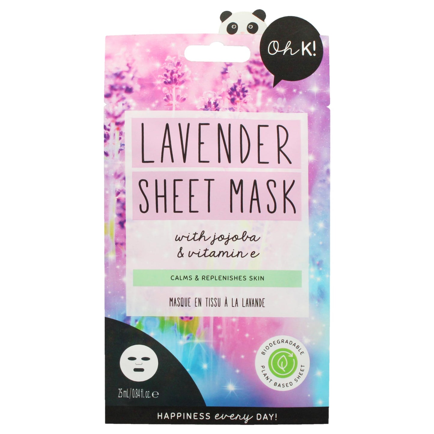 Oh K! Sheet Mask - Lavender - Moisturizing Face Mask - Hydrating Face Sheets - Infused with Lavender - Anti Aging Skin Care - Korean Skincare - 1 Pc
