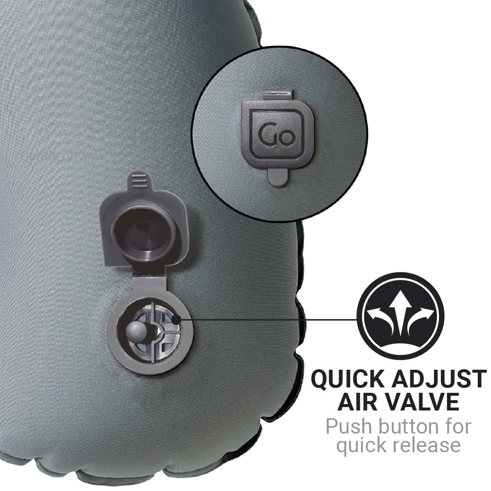 Go Travel Compact Snoozzzer, Comfortable Travel Pillow for Uninterrupted Sleep, Inflatable Neck Pillow for Airplane, Bus, Car, and Train, Travel Essentials, Black