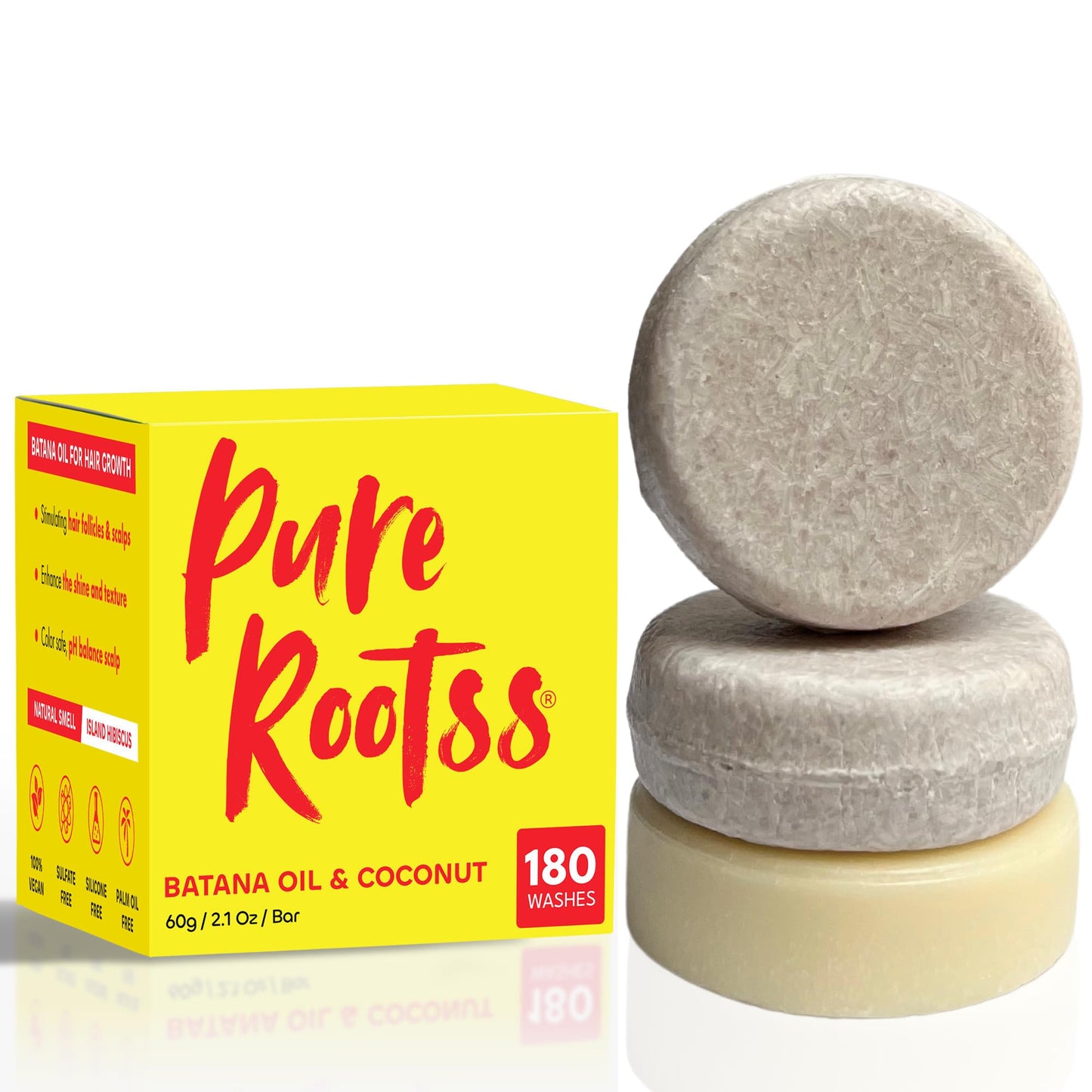 Batana Oil Shampoo & Conditioner Bar Set 3 - For Hair Growth, Thickening, Anti Hair Loss, Volumize, Strengthen, Regrowth for Thinning Hair - Silicone Free, Sulfate Free, Hibiscus Smell