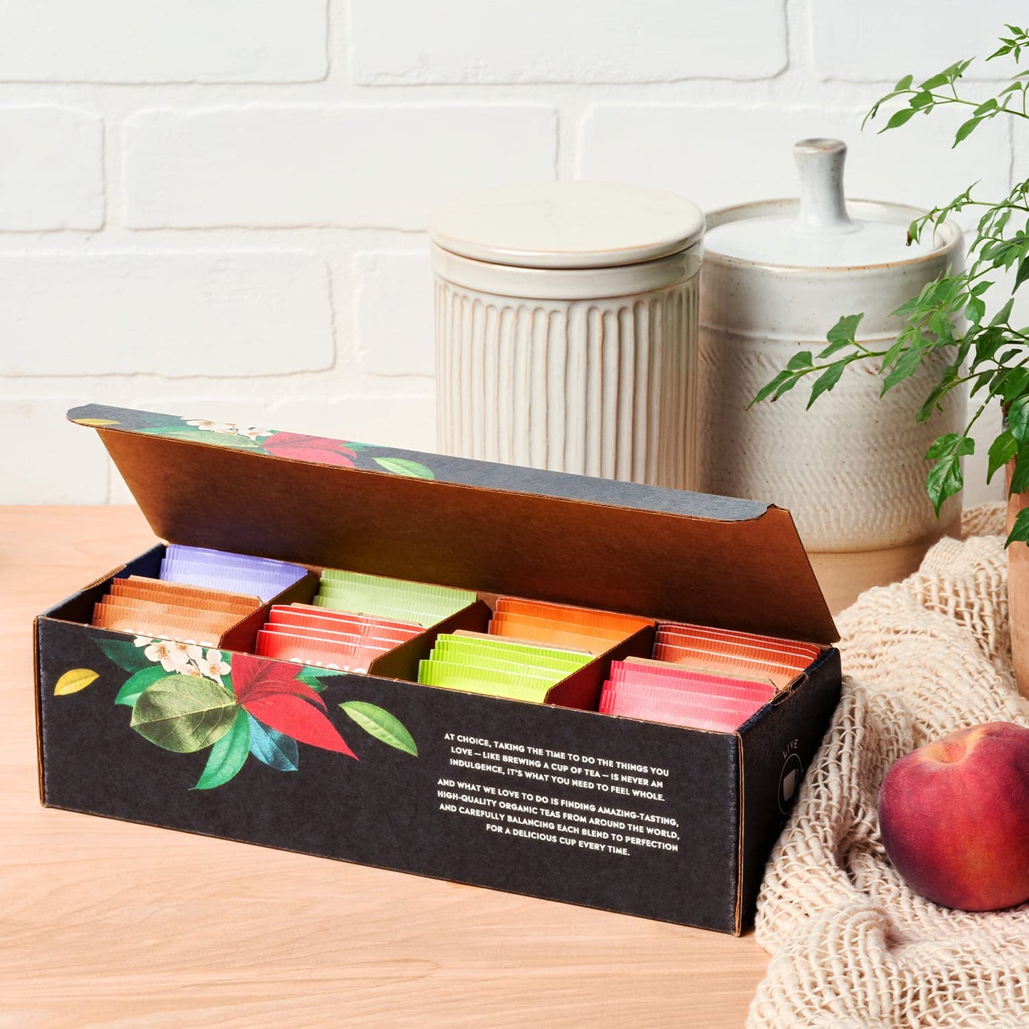 Choice Organic Teas Sipping Box Tea Sampler, Variety Gift Box, 32 Total Tea Bags, 8 Flavors, Caffeinated and Caffeine-Free Teas, Sustainably Sourced Organic and Non-GMO Ingredients