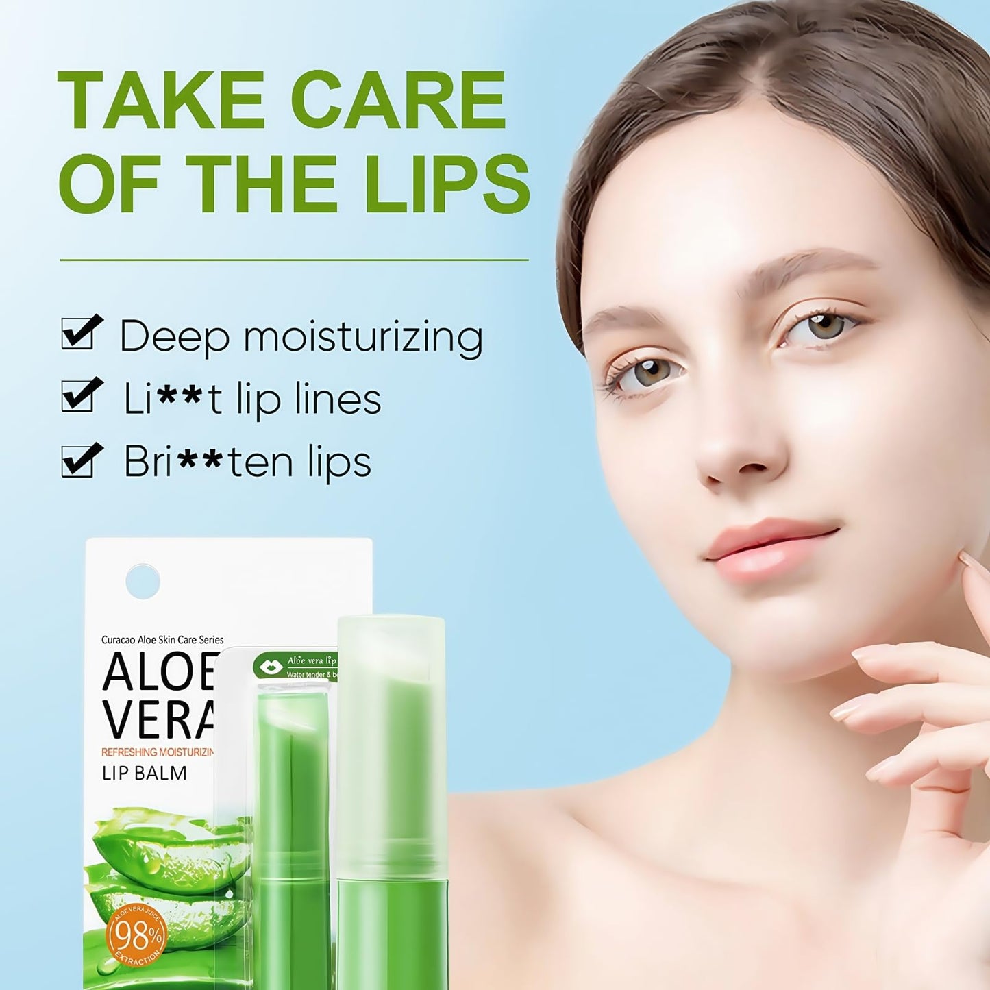 Sadoer Aloe Vera Lip Balm Chapstick, Ultra Hydrating Plant-Based Formula for Soft Lips, 98% Natural Moisturizer, Long-Lasting Nourishment for Dry & Sensitive Lips(1PCS)