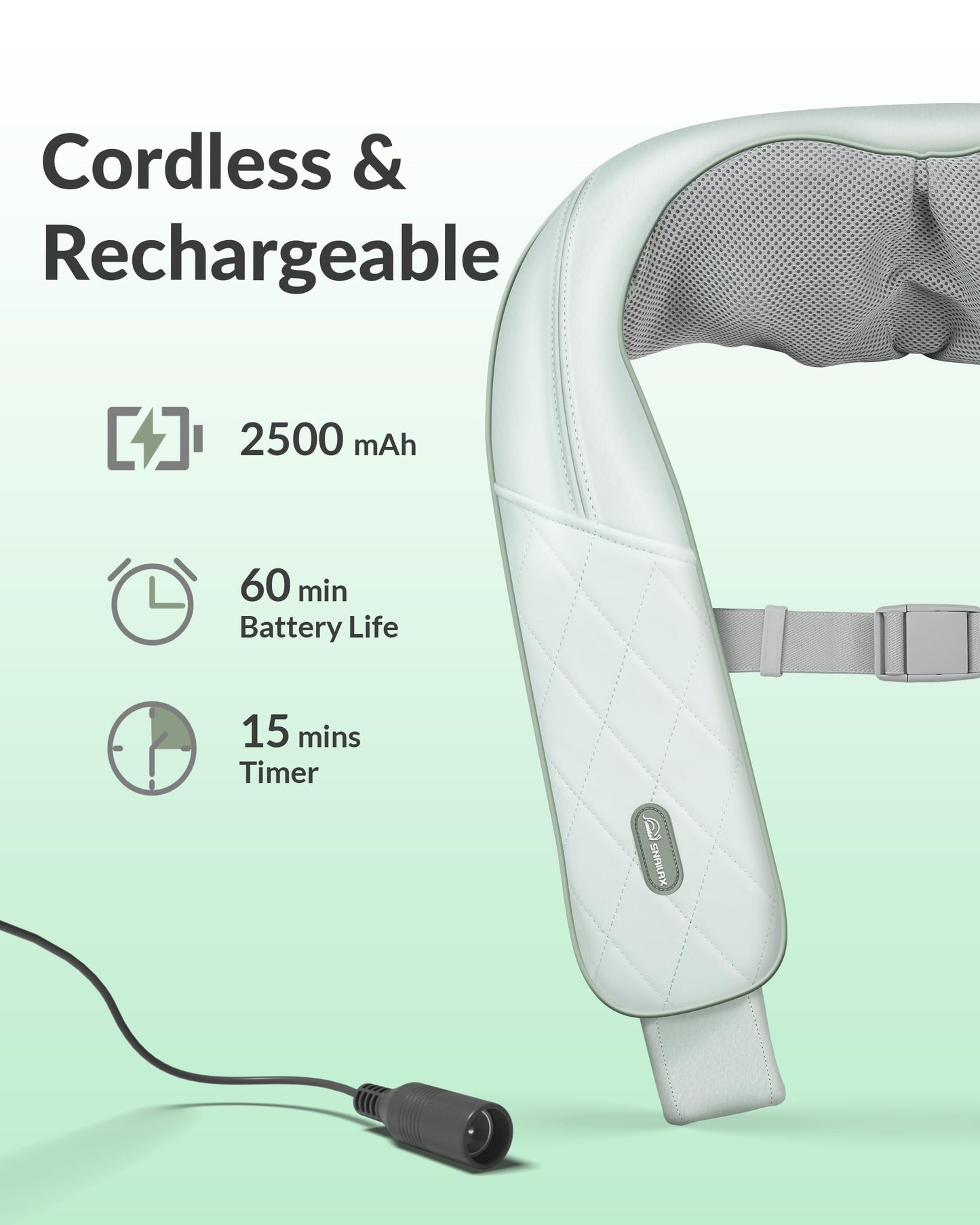 Cordless Neck Massager with Heat, Shiatsu Neck Shoulder Massager for Pain Relief Deep Tissue, 4D Kneading Back Massager Pillow, Rechargable Portable Massager, Gifts/Presents for Women, Men