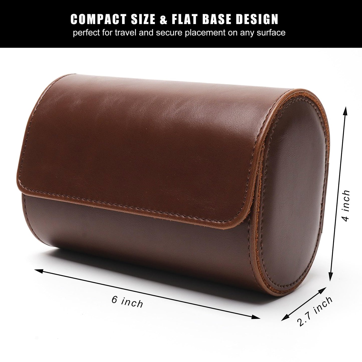 Longjet Watch Roll Travel Case for Men Portable Watches Organizer Box with Removable Velvet Pillow Holder (2 Slot Brown)