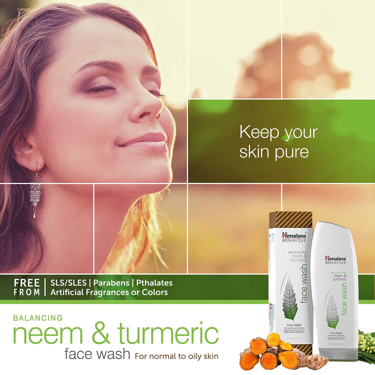 Himalaya Botanique Balancing Neem & Turmeric Face Wash, Dermatologically Tested, Vitamin E, Vegan, Cruelty Free, Paraben Free, SLS Free, 5.07 Fl Oz, 2 Pack