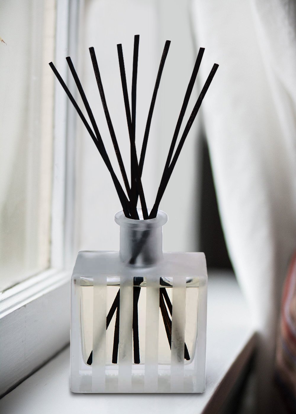LOVSPA Reed Diffuser Set, Meyer Lemon Scented Oil Diffuser with Sticks, Home Fragrance Accessories for Bathroom Shelf Decor, Aroma Diffusers for Home or Office Desk, USA Made
