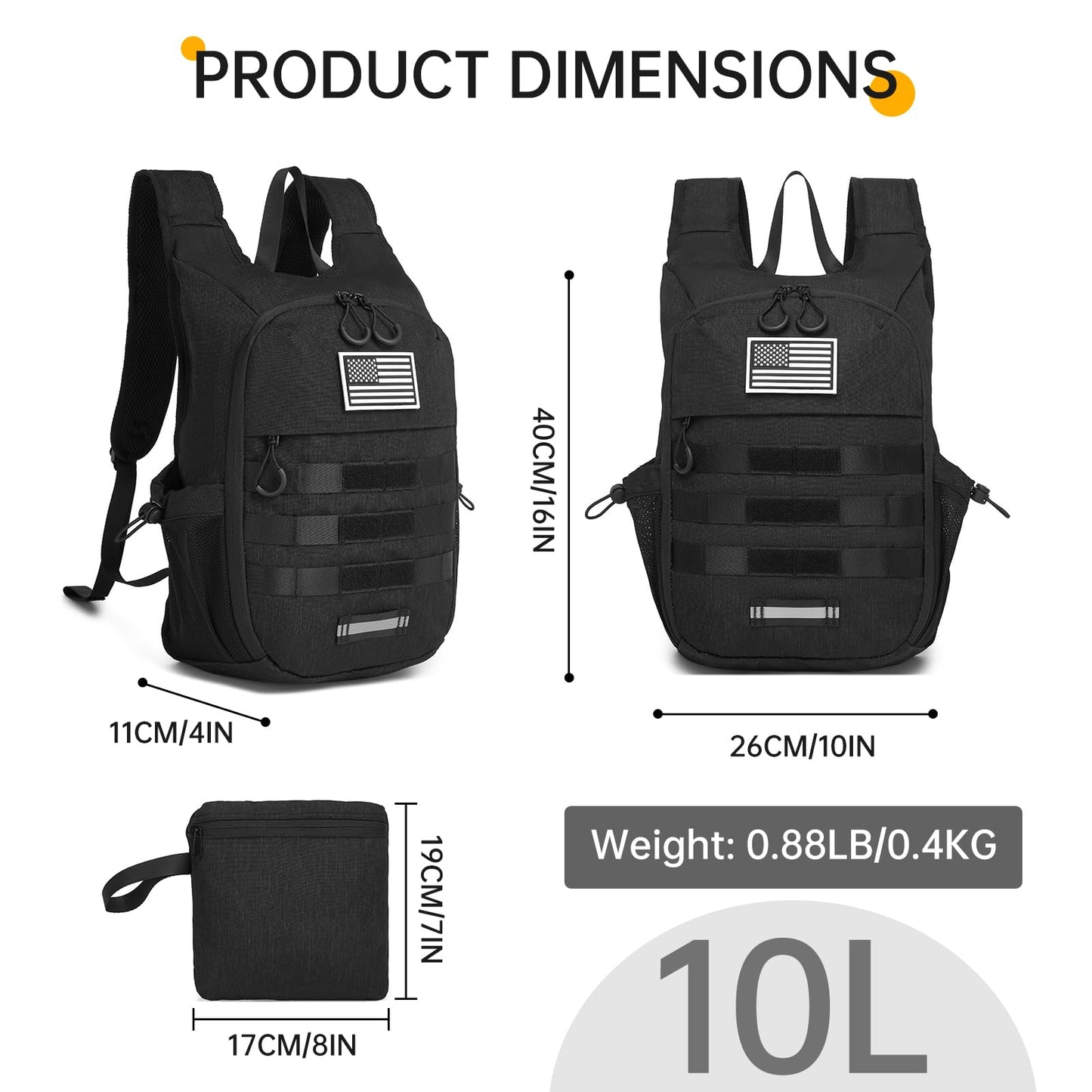 seyfocnia Small Hiking Backpack 10L Lightweight Foldable Daypack for Men Compact Travel Packable Waterproof Backpack for Outdoor Activities Day Hiking Traveling Biking Daily Use