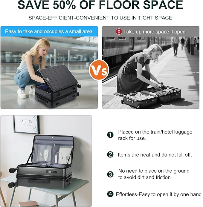 KROSER Carry On Luggage with Spinner Wheels & Built-in TSA Lock, Expandable Top Loading Hard Shell Suitcase Large Capacity Durable Rolling Luggage with USB Port, Carry-On 20-Inch, Steel Grey