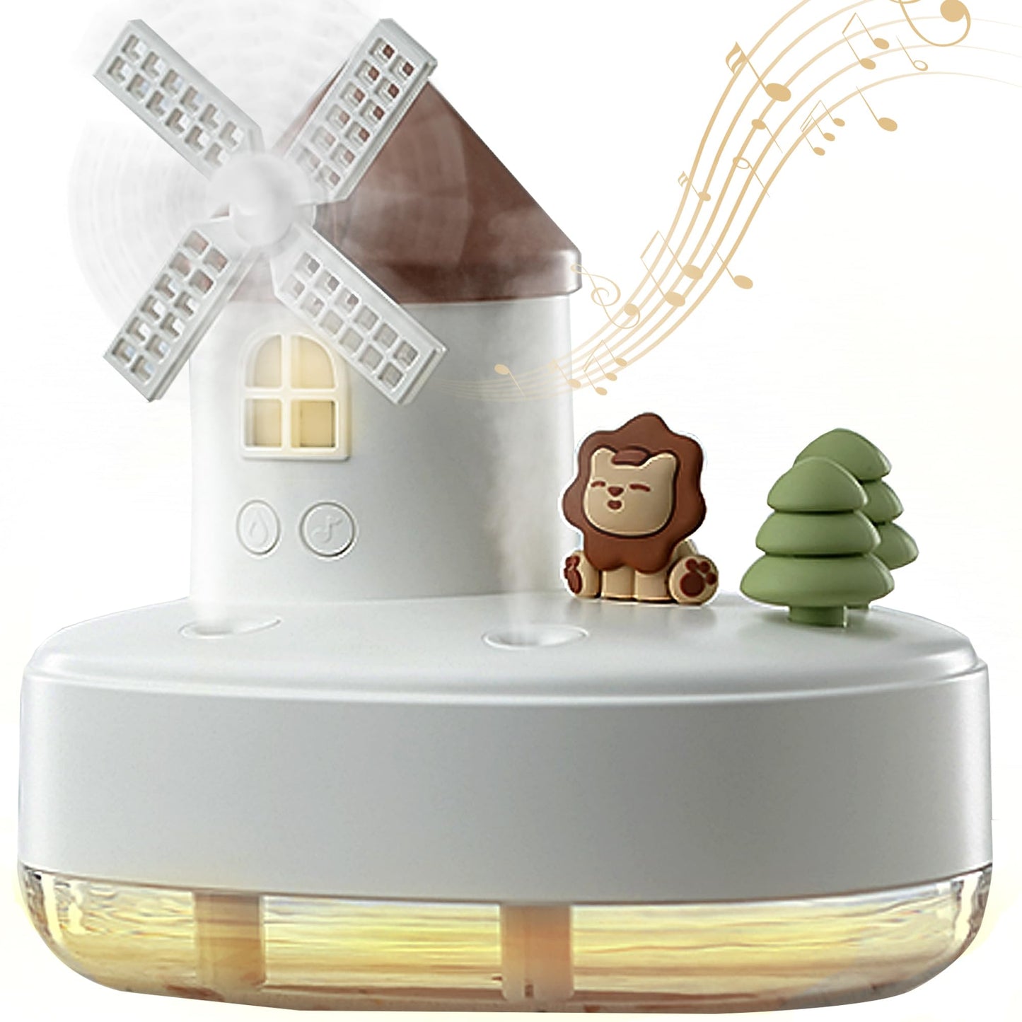 Humidifier for Bedroom,Portable Humidifier,Baby humidifier with rotating windmill and music box,double spray nozzles,two spray modes and Ambient Light,suitable for children,bedroom and office