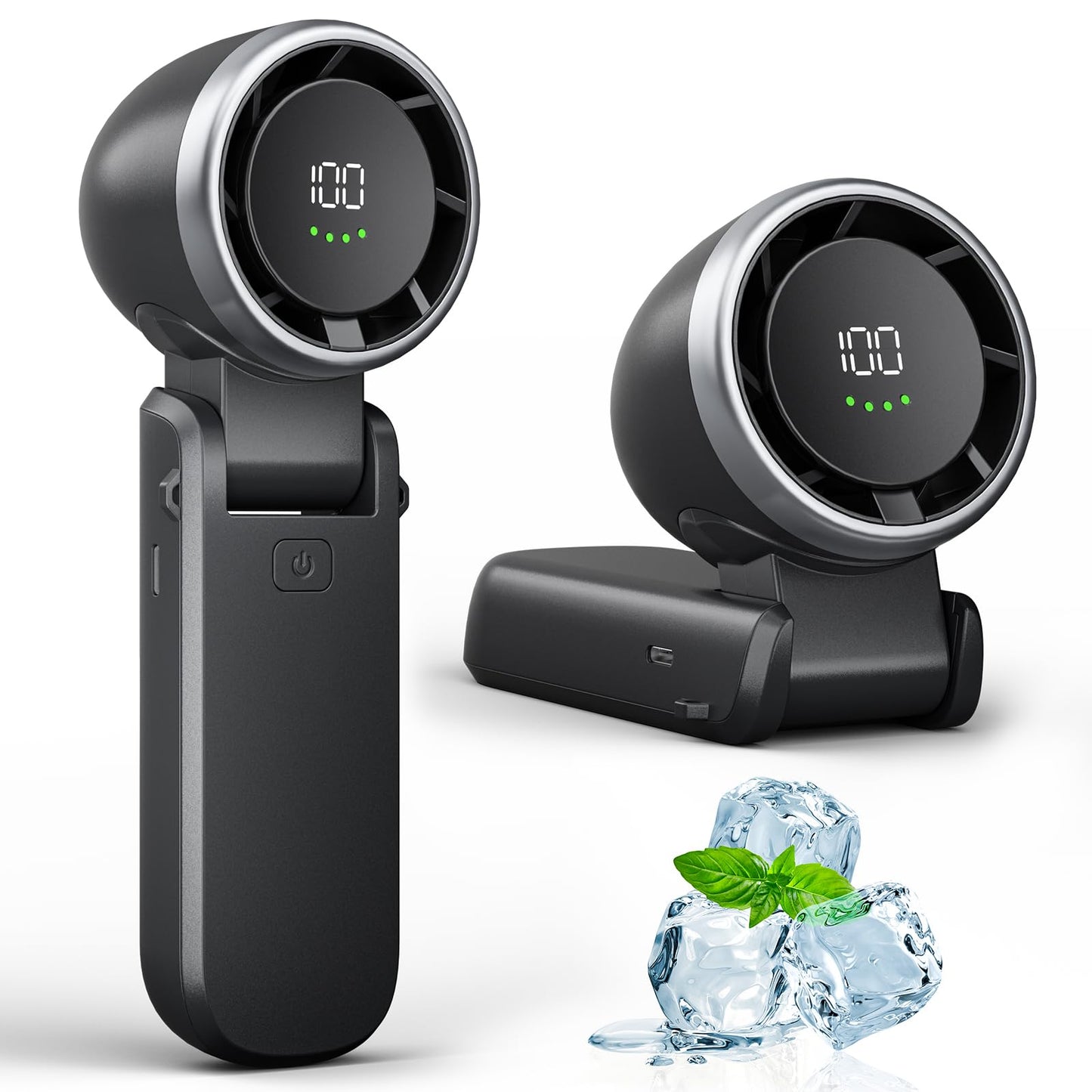 Portable Handheld Turbo Fan,5 Wind Speeds and Stepless Adjustable 100 Gear,Rechargeable Personal Hand Fan, 5000mAh High Speed Fann with Air Turbo Tech,Pocket Travel Fans for Outdoor/Indoor (black)