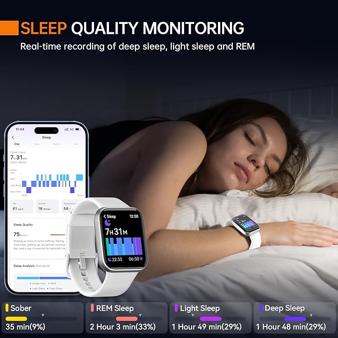 aeac Smart Watch for Women/Men, Fitness Watch, Alexa Built-in & Stable Bluetooth Call, with Heart Rate/SpO2/Sleep Monitor, 100 Sports, IP68 Waterproof Smartwatches for iOS Android