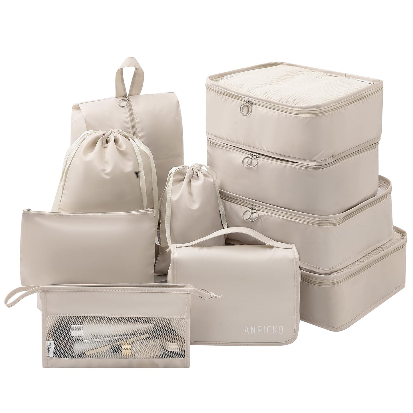 Travel Packing Cube Luggage Organizer - Travel Essential Accessory for Suitcase Lightweight Durable Toiletry Cosmetic Laundry Shoe Compression Carry on Storage Large Bag 10 set