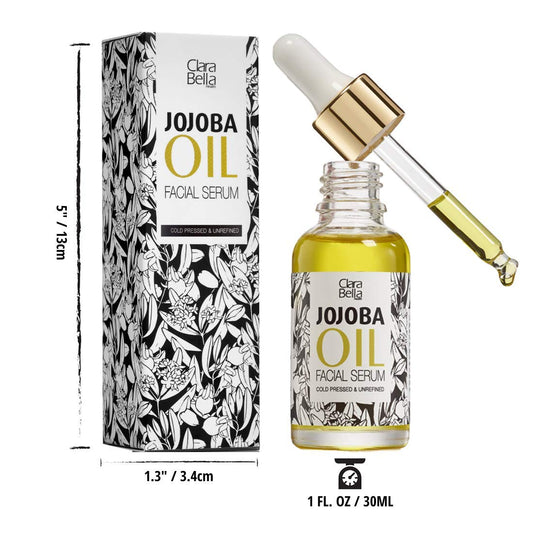 Organic Jojoba Oil Face Serum, Anti Aging Serum, Wrinkle Reduction, Vitamin E, Skincare Facial Serum Reduces Dry Skin, Acne Scars, Pimples, Rosacea, Eczema Psoriasis, Seborrheic Dermatitis