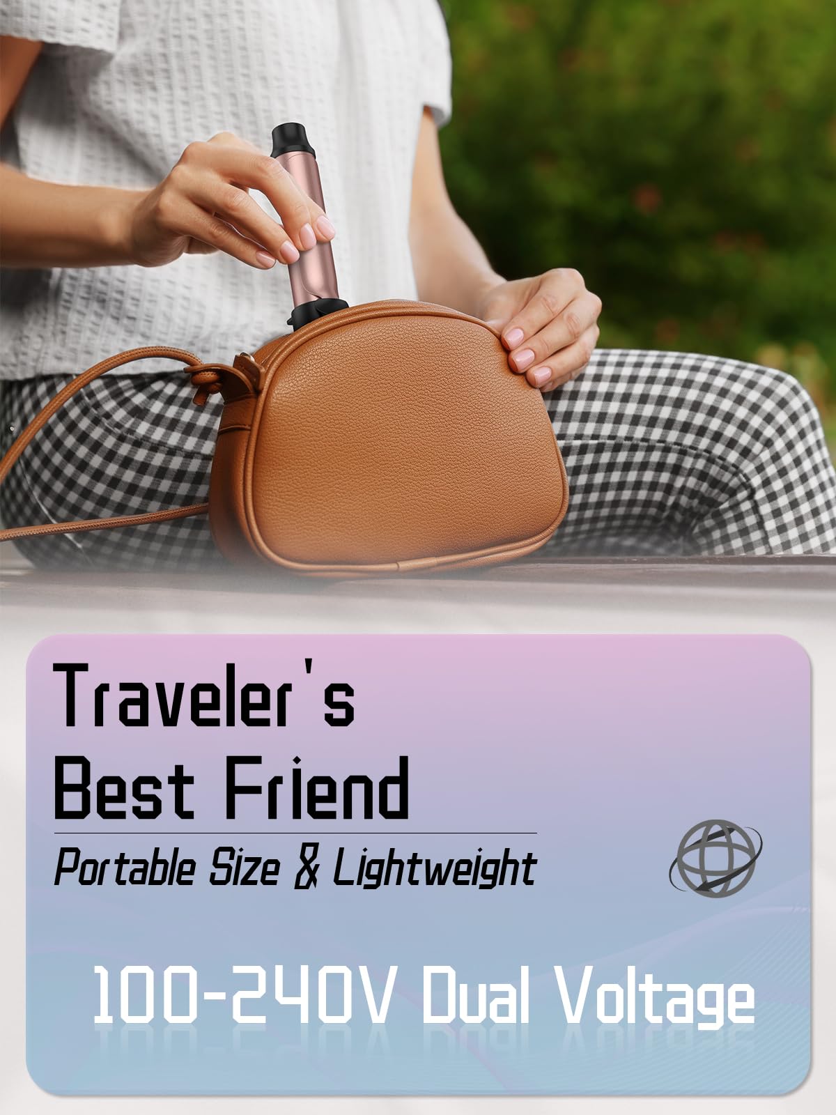 Travel Curling Iron 5 Adjustable Temp, 1 Inch Mini Curling Iron Travel Size with LED Display, Ceramic Mini Hair Curler with Keratin and Argan Oil Infuse, Dual Voltage