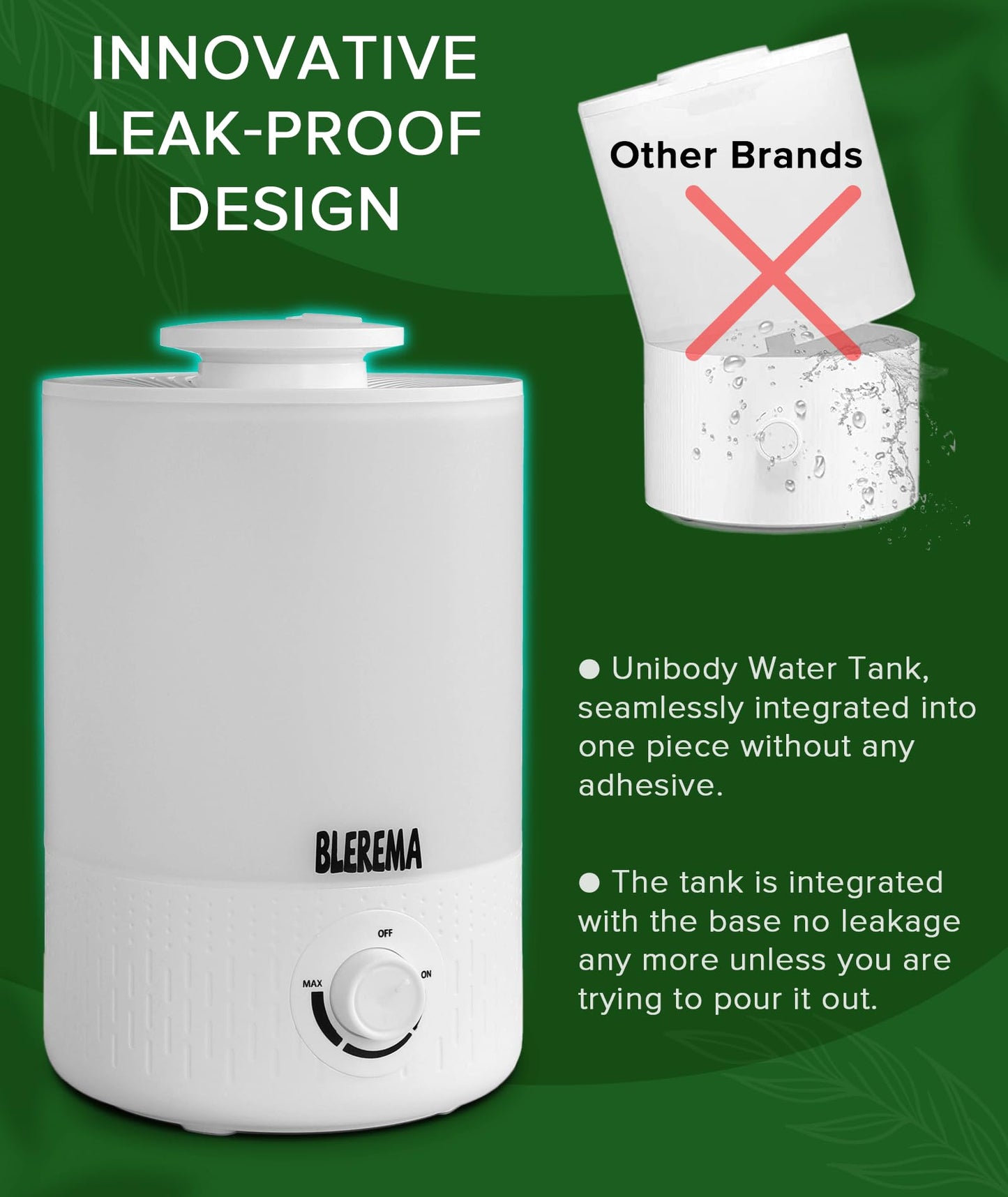 3L No Leak Plant Humidifiers for Grow Tent Greenhouse and Grow Room, Top-Fill, Auto Shut Off, with Extendable Targeting Hose Perfect for Indoor Plant Care and Humidity Control (Single Dual Fog Output)