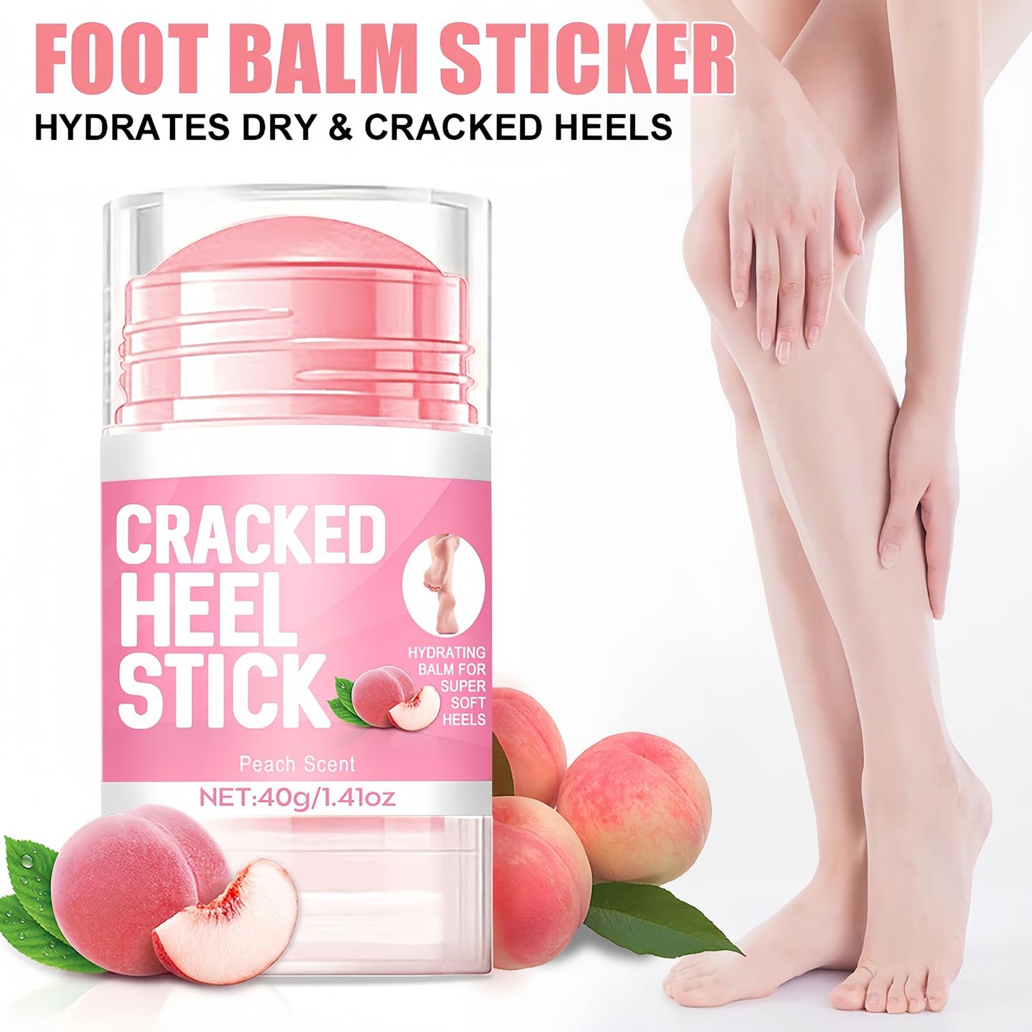 ASMAYSA 2Pcs Peach Scented Cracked Heel Stick Balm, Heel Stick For Cracked Feet, Foot Cream For Calluses and Dry Feet, Cracked Foot, Manuka Honey Hand Cream