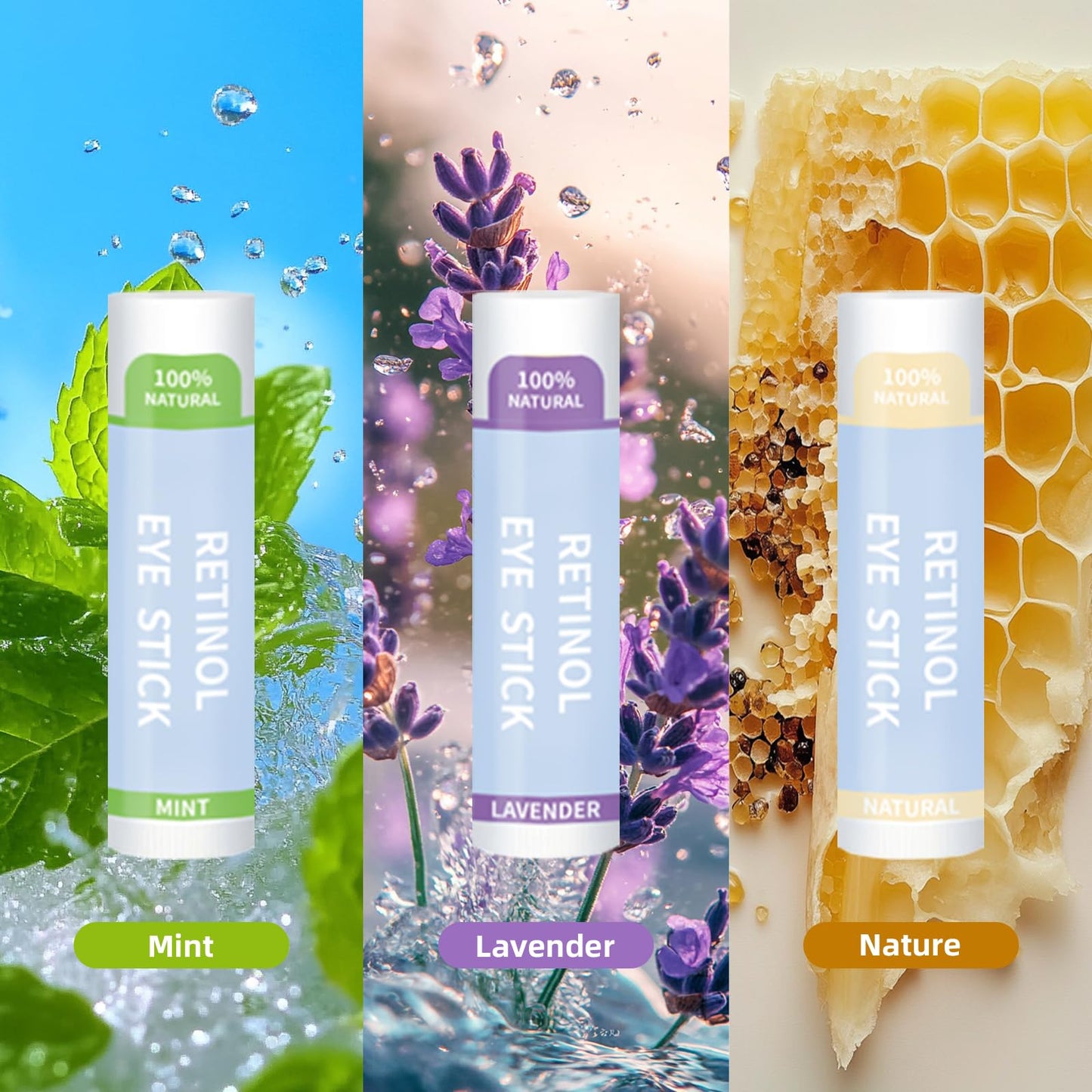 Radiia Retinol Eye Stick, Anti-Aging Eye Cream, Skincare for Wrinkles, Dark Circles, Puffiness - Retinol Eye Balm Moisturizes, Softens & Nourish Skin,All-in-One Face Skincare Treatment (0.13oz *24pcs)