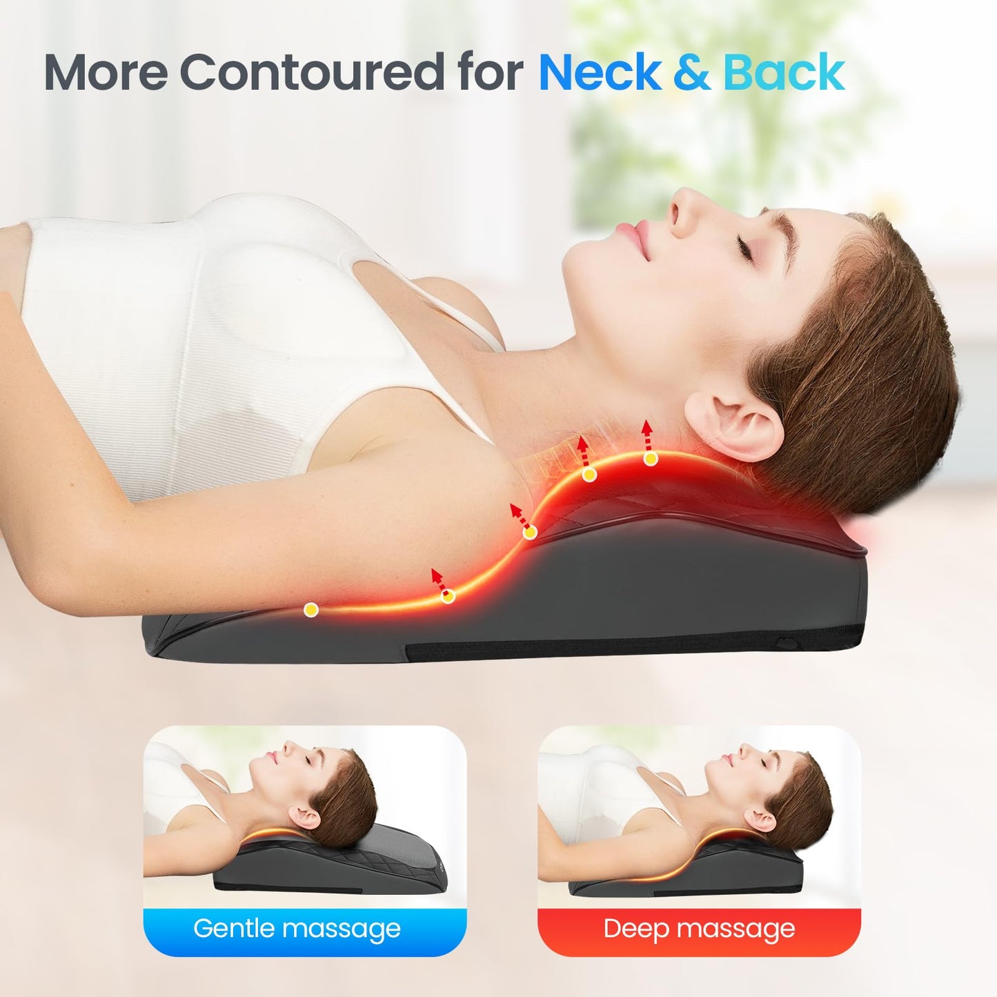 CuPiLo Back and Neck Massager, FSA Eligible HSA Store Massager for Pain Relief Deep Tissue, Heated Massage with Vibration, Massage Pillow for Neck, Back, Shoulder, Leg, Gifts for Men Women