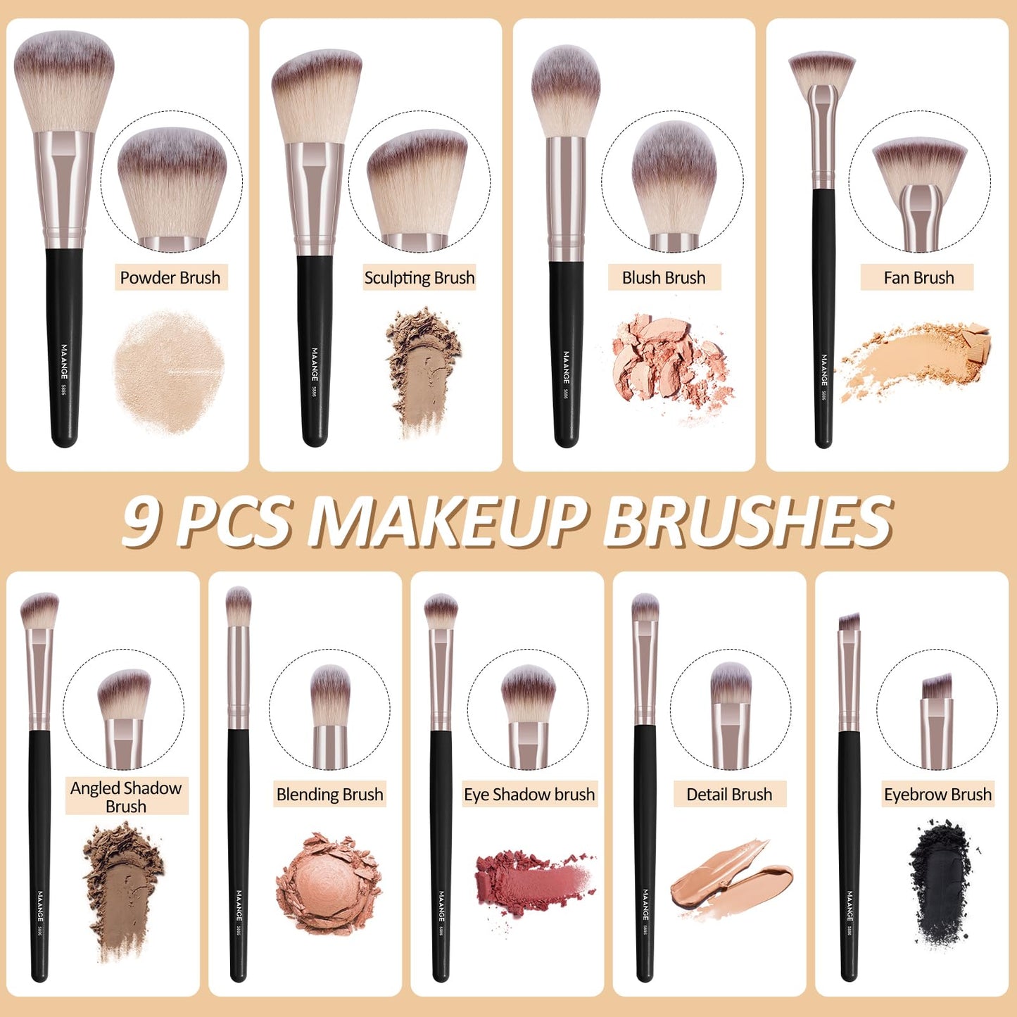 Makeup Brushes 11 Pcs Easy-taken Travel Makeup Brush Set Foundation Eye Shadows Blush Face Powder Concealer Mini Make up Brushes with Case (Black)