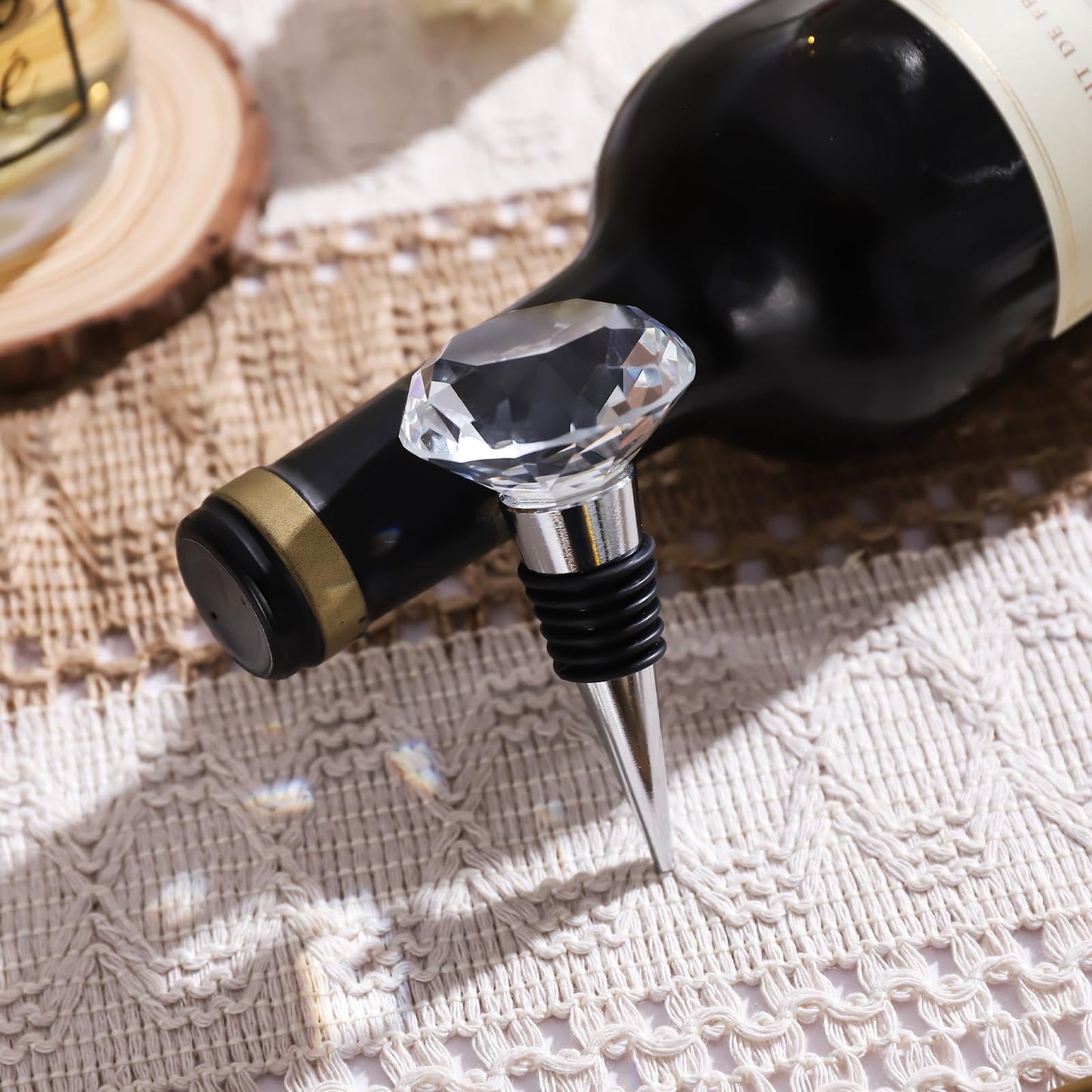 Cyrelwing Engagement Gift Set - 4 Pcs Newly Engaged Gifts for Couple, Bride, Fiance - Party Gifts With Wine Bag and Diamond Wine Stopper