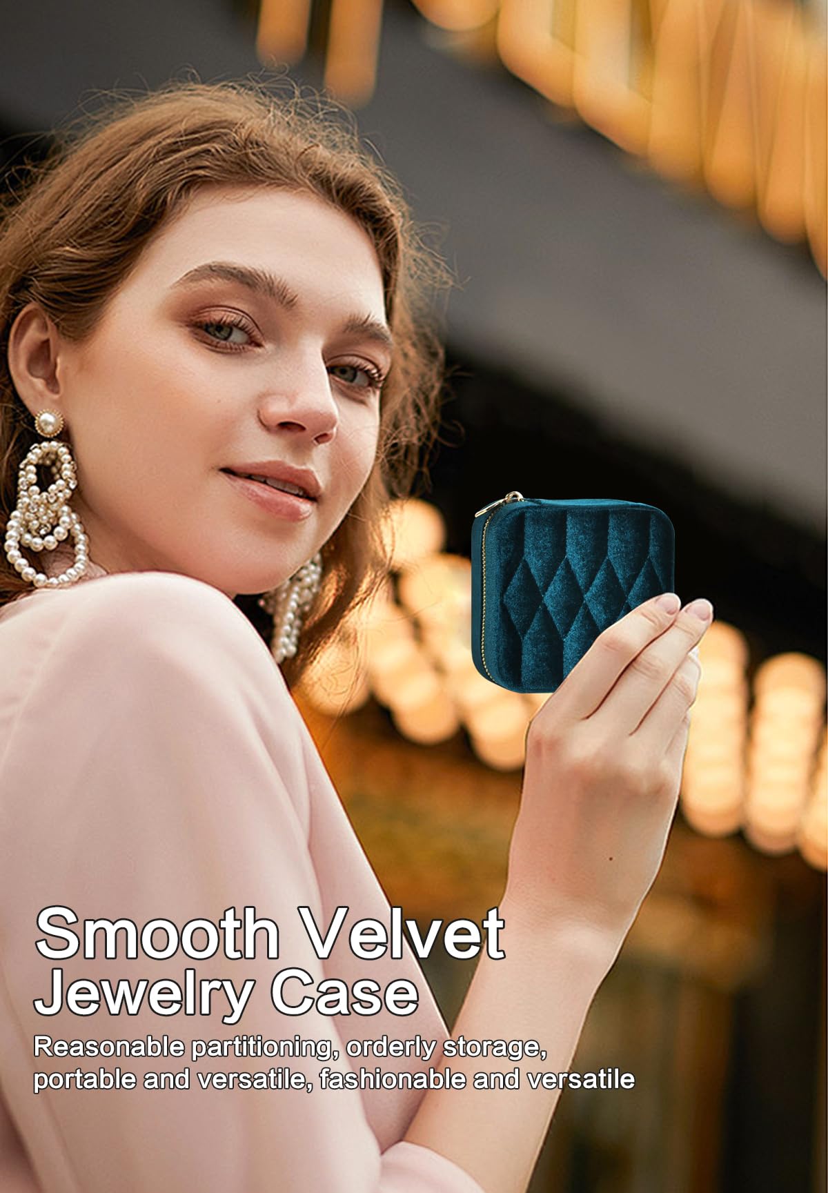 Vidifina Travel Jewelry Case-Velvet Organizer Adjustable Compartments for Necklaces, Rings | Portable Luxury Travel Jewelry Box for Women, Gift-Worthy Design