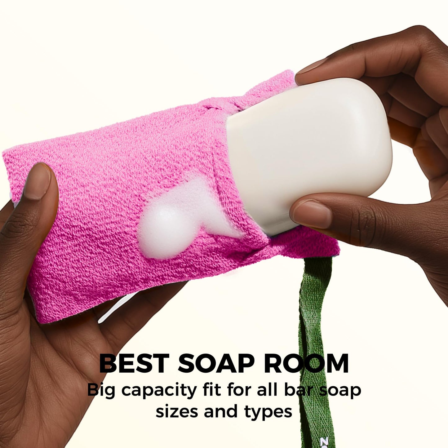 ZOMCHI Soap Bags, Soap Savers for Bar Soap with Different Exfoliating Level, Soap Pouch for Body Wash (2 Pieces, Pink)