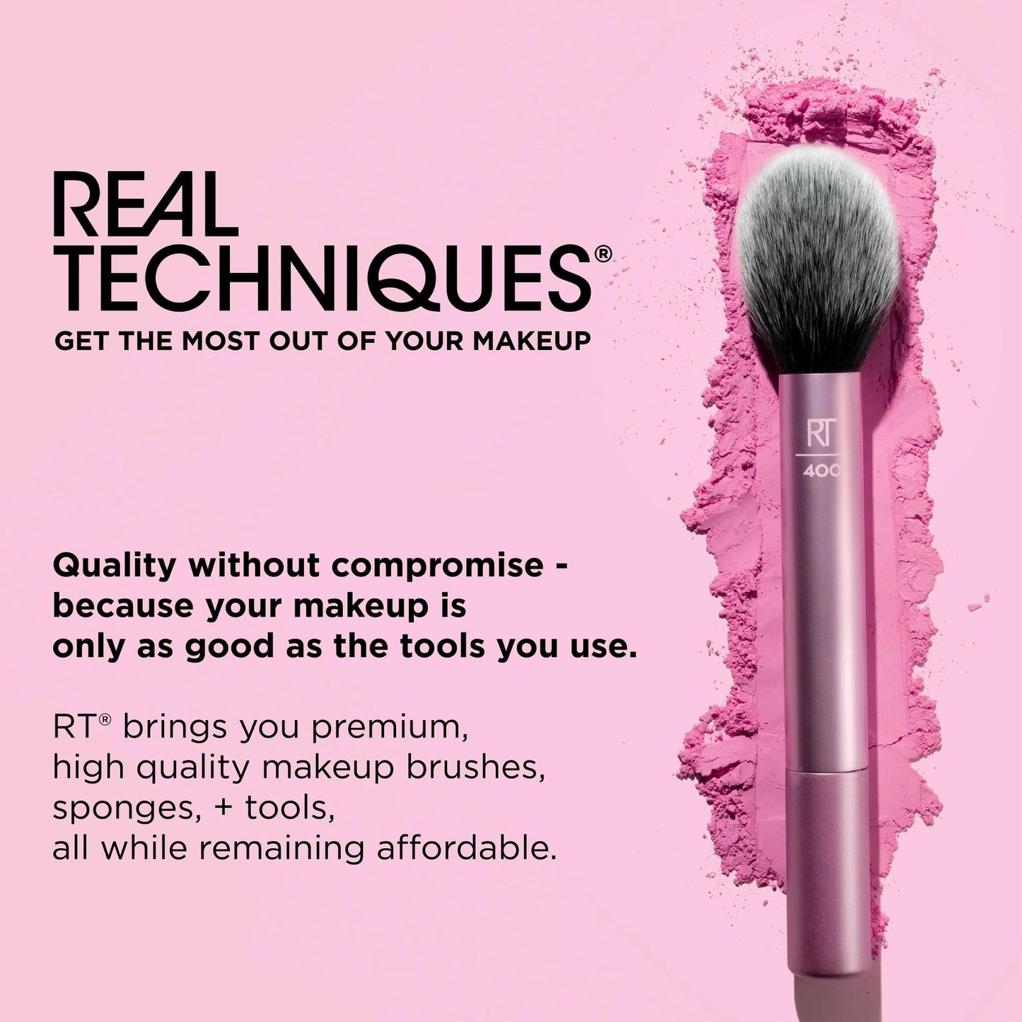 Real Techniques 9 Piece Au Naturale Makeup Brush Set, For Liquid, Cream, & Powder Eyeshadow, Foundation, Blush, Bronzer & Contour, Travel Friendly Brushes, Gift Set, Cruelty-Free Bristles