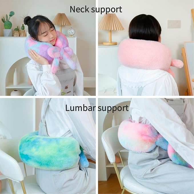 Travel Pillow Multifunctional Airplane Travel Neck Pillow Provides Neck and Lumbar Support During Travel Airplane Pillow Colorful Purple