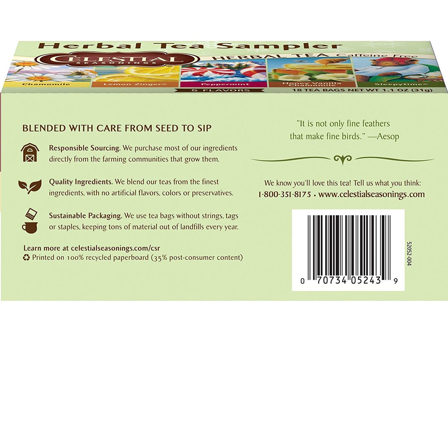 Celestial Seasonings Herbal Tea, Tea Sampler, 18 Count (Pack of 6)