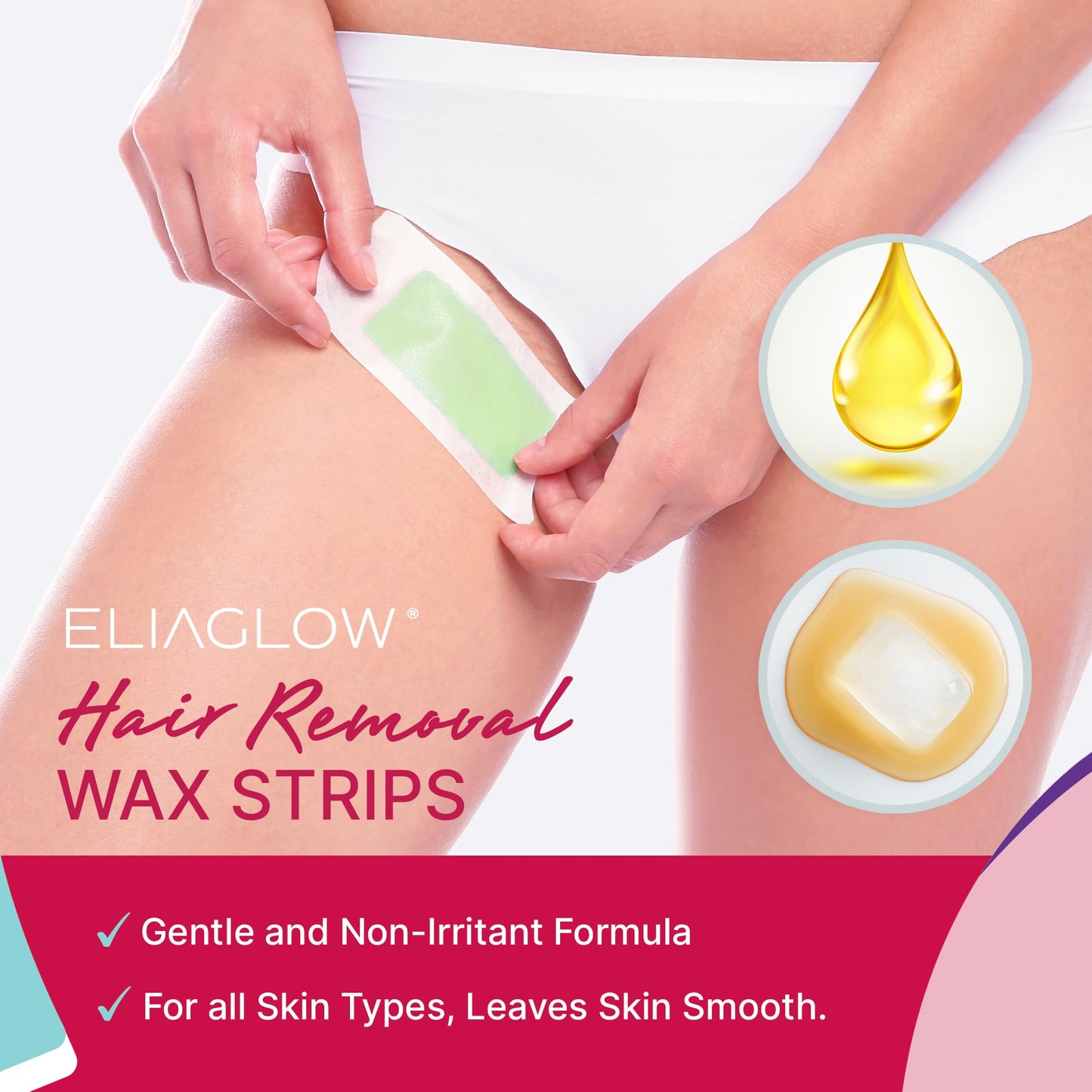 Wax Strips Hair Removal for Women: Waxing Kit with 60 Pcs Body Waxing Strips Dual Sides & 4 Calming Oil Wipe For Face, Bikini, Legs, Lip, Brazilian Wax Kit At Home, Hypoallergenic All Skin Type