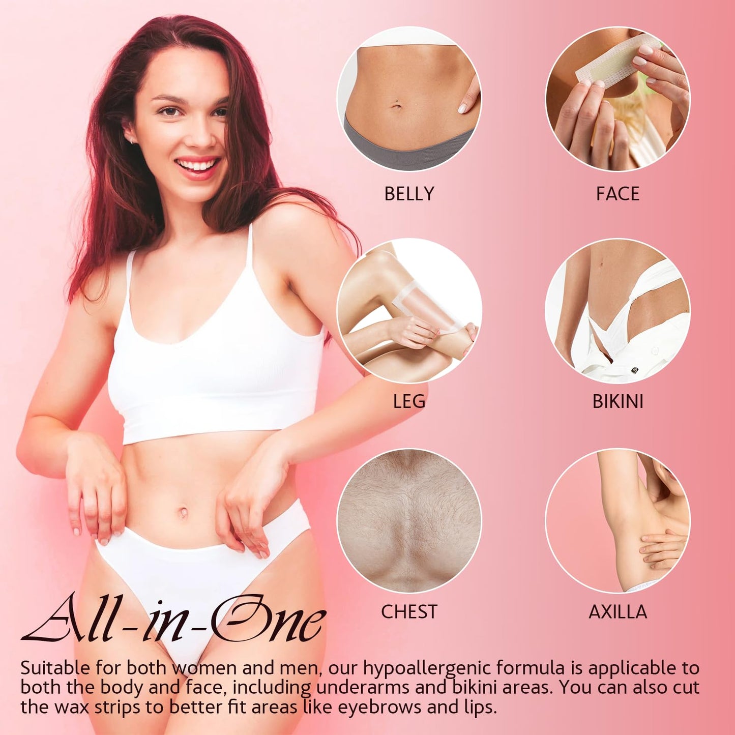 Wax Strips for Hair Removal, Wax Strips, Waxing Kit For Women Face, Body, Arms, Legs, Chest, Back, Bikini Wax Strips, Waxing Hair,Removeal Kit with 80PCS + 4 Calming Oil Wipes