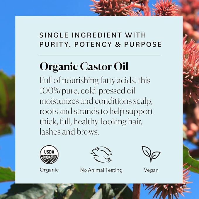 Sky Organics Castor Oil - USDA Certified Organic Hair Oil for Hair Growth, Skin, Face, Eyelashes - Cold Pressed & Hexane Free - Pure Organic Castor Oil Pack Wrap - Carrier & Hair Treatment Oil -16oz