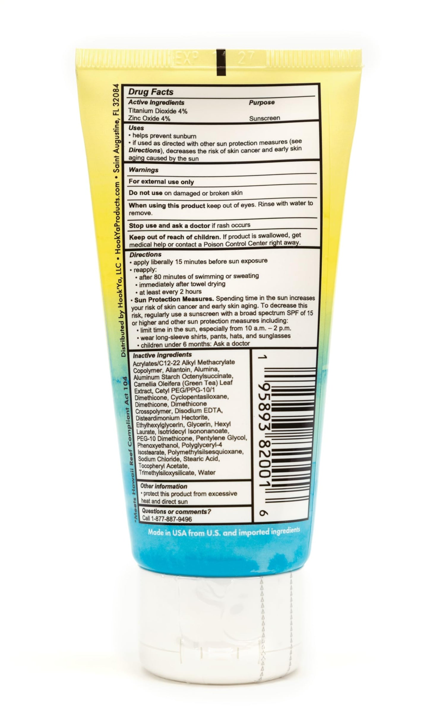 Hawaii Reef Compliant, Non-Nano Mineral Sunscreen 3oz Travel Size, (2) Pack 6oz Total, UVA/UVB Protection, Octinoxate-Oxybenzone Free, No Fragrance, PABA-Paraben free, Made in USA