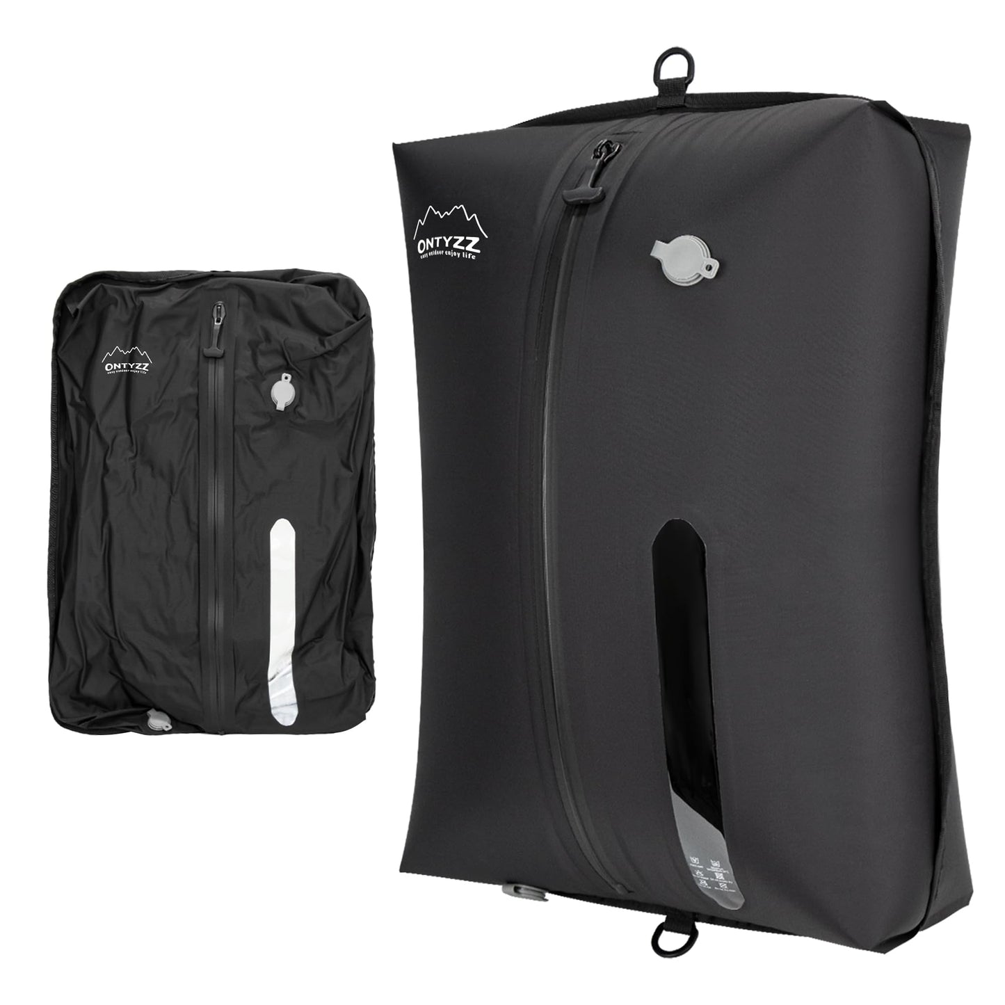 ONTYZZ Large Black Travel Vacuum Compression Bags Reusable Compression Bag with IPX8 Waterproof Zipper Space Saver Vacuum Bags for Suitcase(NO PUMP!)