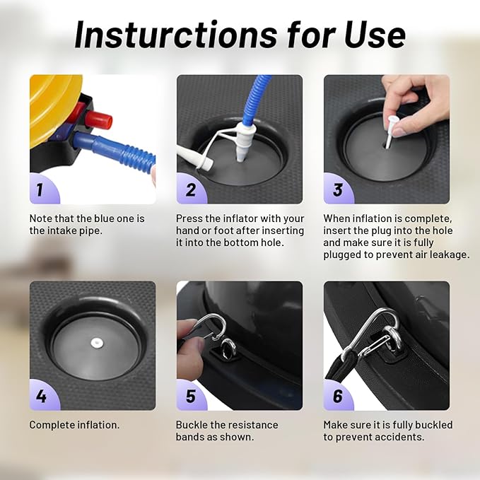 ATIVAFIT Half Exercise Ball with Massage Granules, resistance Bands Balance Ball Balance Trainer for Home Gym Full Body Workouts Half Ball Balance Trainer For Men Women