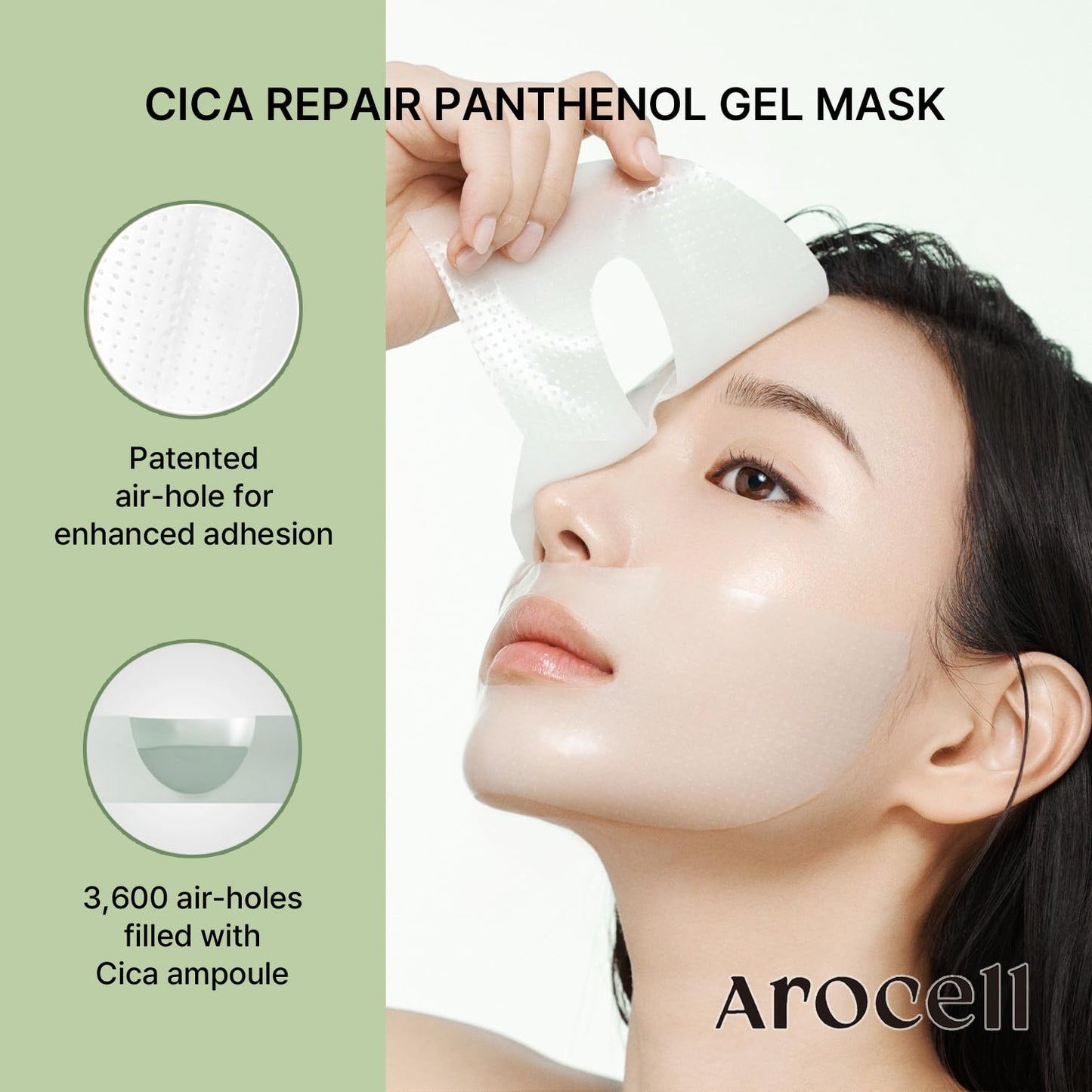 AROCELL OFFICIAL Cica Repair Hydrogel Mask – Korean Skincare Gel Face Mask with Centella Asiatica, Exosomes, Collagen & Niacinamide – Hydrating Face Masks for Redness, Acne & Glass Skin – 7 Sheets
