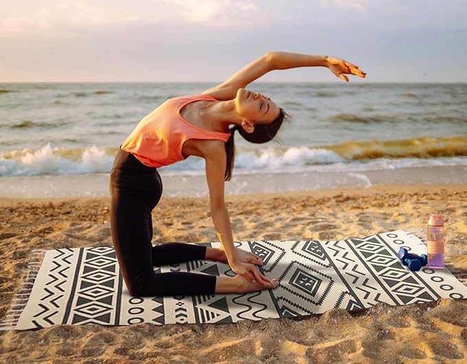 Cifupy Handmade Organic Yoga Mat made with Organic Cotton Yoga Mat - Non Slip Hand-Woven Foldable Yoga Rug Provides Excellent Comfort, Traction & Support for Indoor & Outdoor Use - 24 x 72 Inches