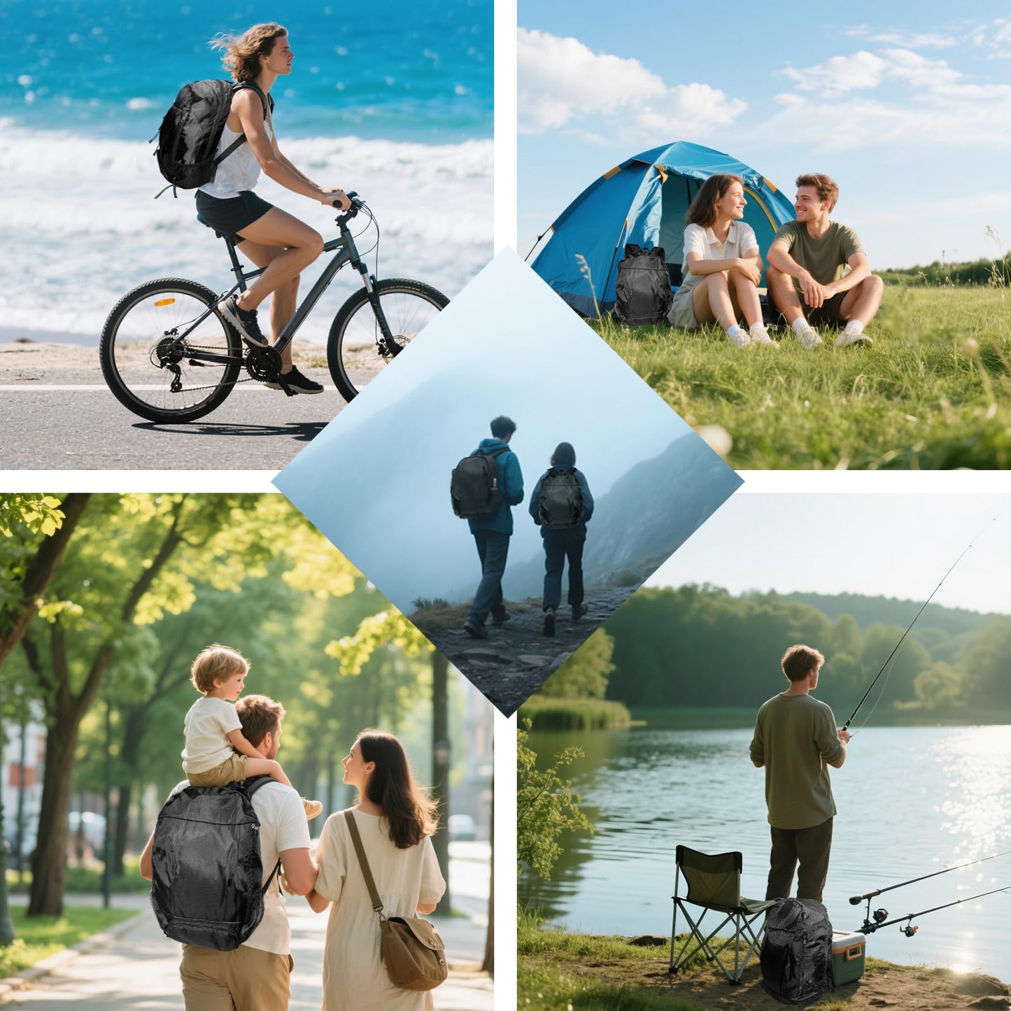 Ultra Lightweight Hiking Backpack 30L, Travel Packable Daypack Foldable Small Backpacks for Women Men(Black)