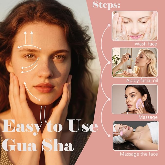 Jade roller and gua sha, facial roller, women's skincare tool, self-care gift, face, eye, neck massager, relieves fine lines and wrinkles, aventurine, opal, rose quartz