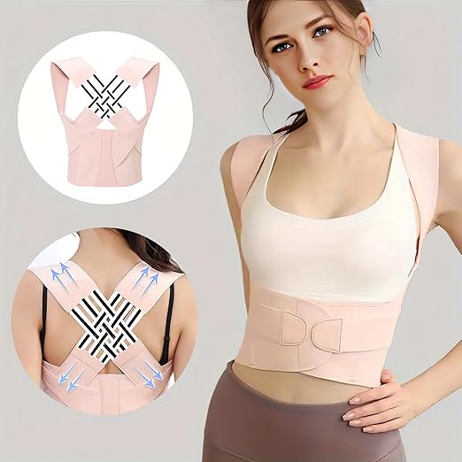 Back Brace Posture Corrector for Women, Adjustable Back Straightener for Posture Correction Pink, Neck Shoulder Lumbar Upper Lower Back Pain Relief - Scoliosis, Hunchback, Spine Corrector, Size L