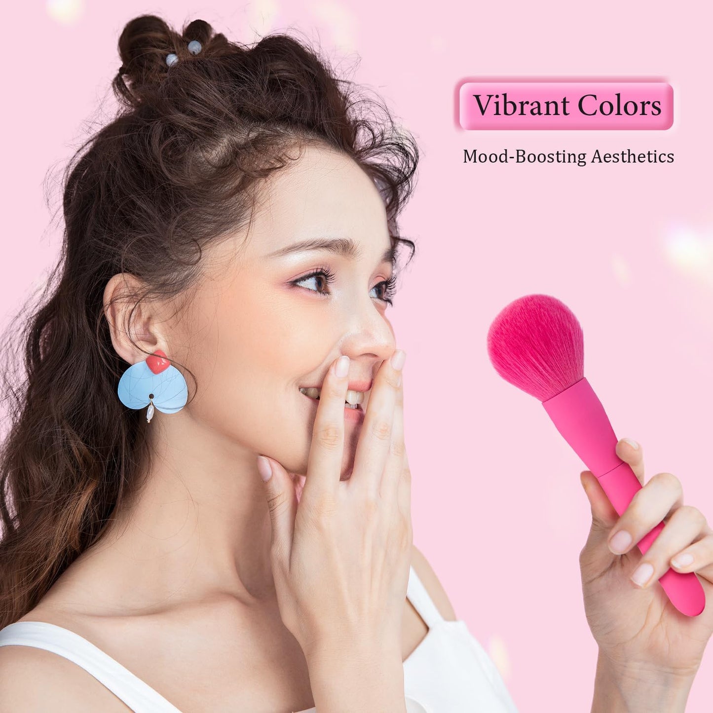 Makeup Brush Set, 15 Piece Quality Makeup Brushes, Premium Synthetic Make Up Brushes for Foundation Powder Blush Highlighter Concealer Makeup Brush Kit for Travel, Hot Pink