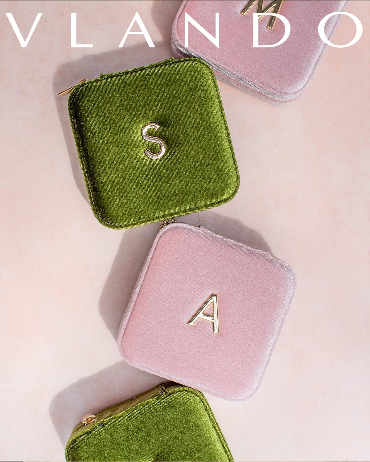 Vlando Travel Essentials for Women Jewelry Box, Travel Accessories for Teen Girl Trendy Stuff, Necklace Organizer Earrings Ring Organizer, Travel Must Have Jewelry Organizer - Letter C, Pink