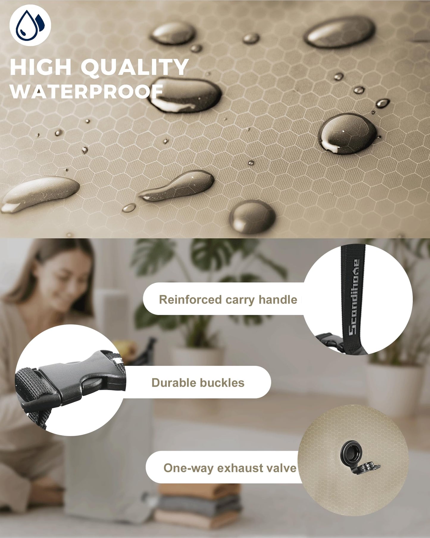 EPEDAL24 Travel Laundry Bag, Pump-free Vacuum Compression Dirty Clothes Bag, Large Reusable Waterproof & Washable Laundry Bag, Wet and Dry Bag, Ideal for Suitcases, Laundromats (1 Pcs) Gray