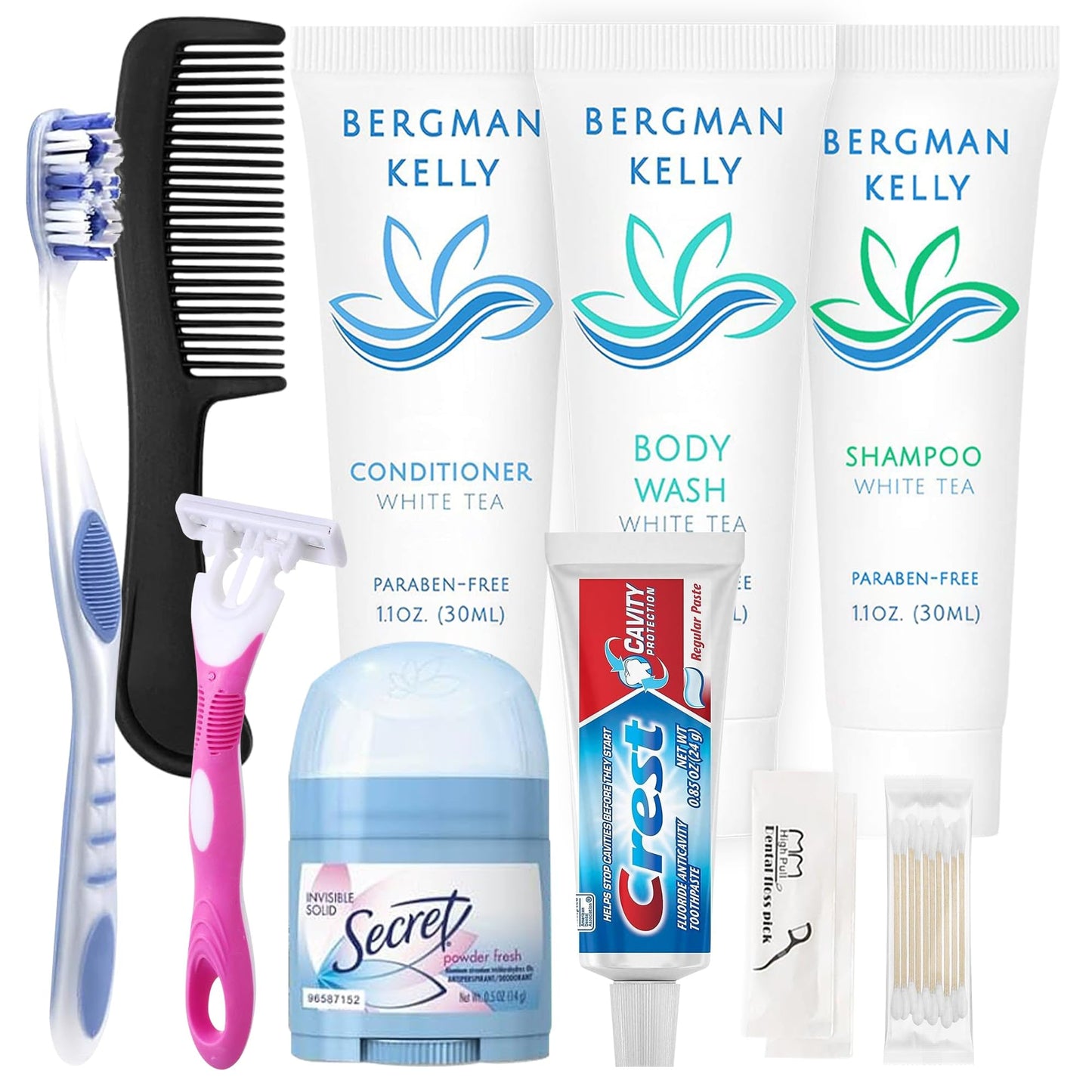 Trektote Travel Toiletry Kit For Women – 12 Piece Set Of Travel Size Toiletries, TSA Compliant, Travel Essentials, Includes Shampoo And Conditioner, Body Wash, Toiletry Bag & More