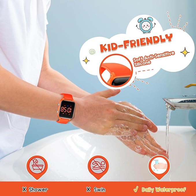 Kids Digital Watches for Boys Girls, Sports Watch with Fitness Tracker, Pedometer, Alarm Clocks, Stopwatch, No App Needed Waterproof Kids Watch, Gift for Teens Student Girls Boys Ages 5-14