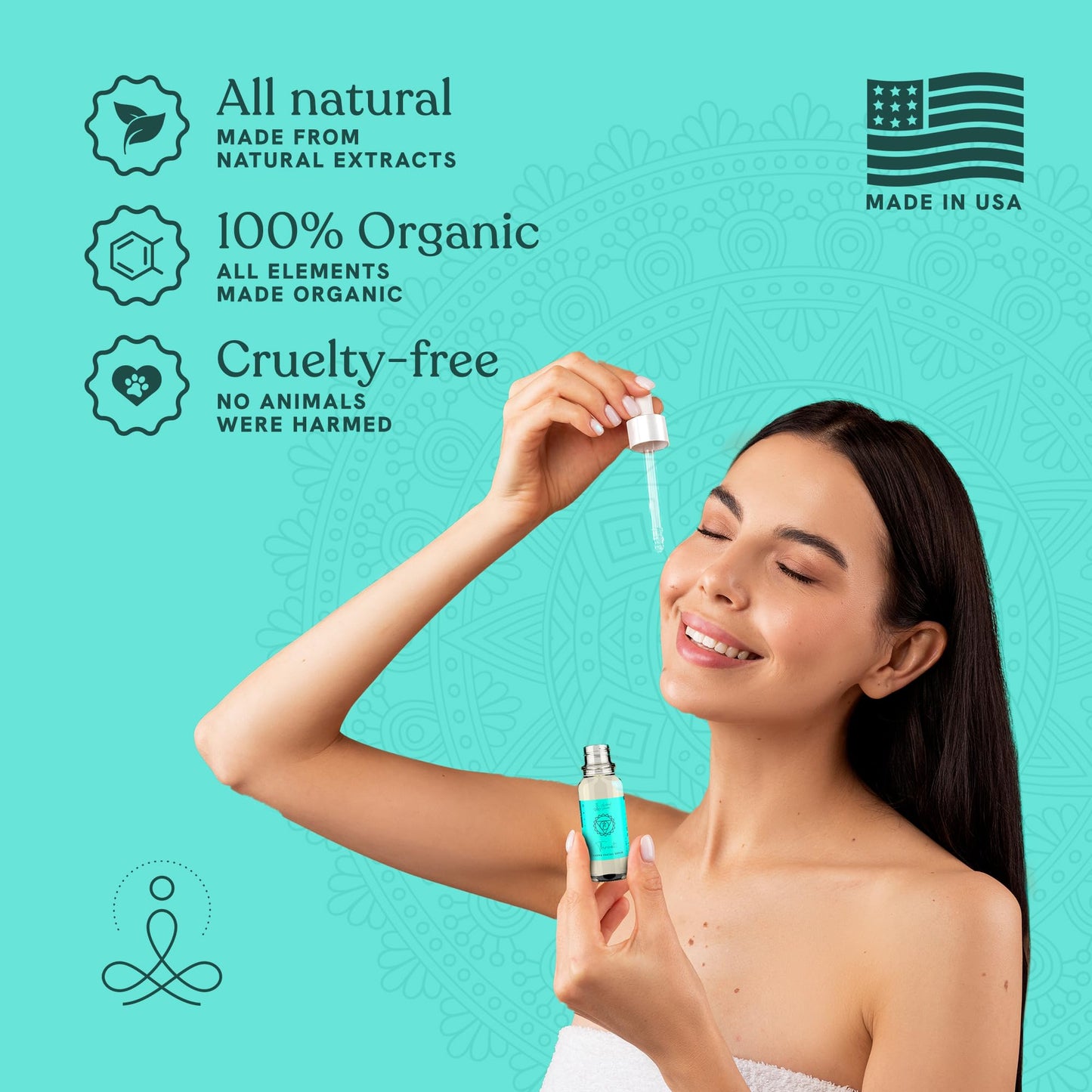 Throat Chakra Facial Serum Essential Oil Blend, Natural & Organic Moisturizing Serum for Face with Sunflower, Argan, Apricot, Rosemary, Lavender Oils for Spiritual Journey, Peace, Deeper Connection