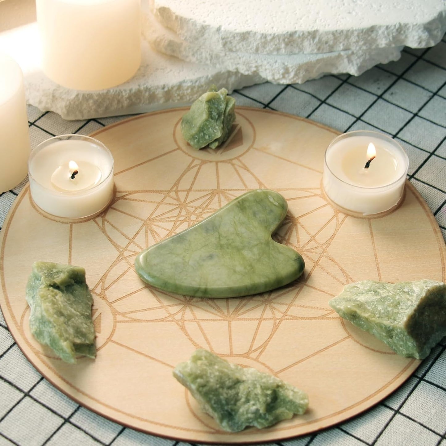 BAIMEI Gua Sha Facial Tools Face Massager for Skin Care, Relaxation and Reduce Wrinkles Puffiness Skin Care Tools, Self Care Gift for Men Women - Xiuyan Jade